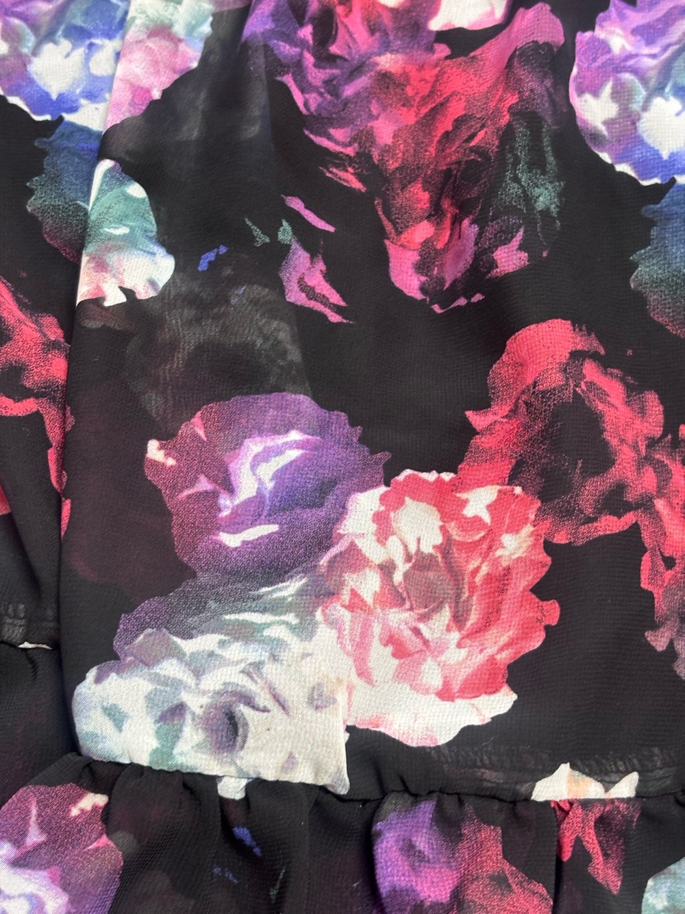 Torrid Floral Tiered Skirt Black Purple Pink Dark Romantic Ruffle Whimsigoth - Picture 5 of 10